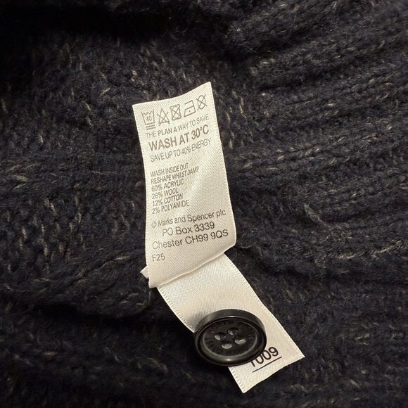 M&S NORTH COAST KNIT SWEATER THICK WOOL BLEND MENS L CABLE KNIT DARK ACADEMIA - Picture 7 of 9